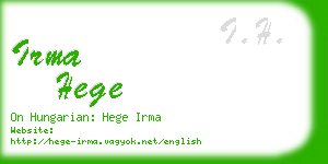 irma hege business card